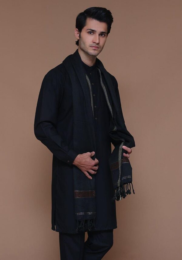 Men's Wool Shawl - Black, 25%