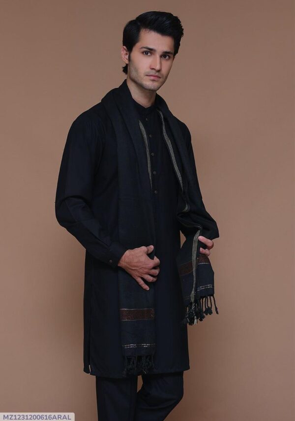 Men's Wool Shawl - Black, 25%