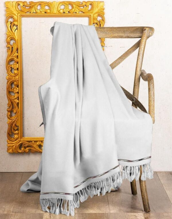 Luxurious White Wool Shawl for Men