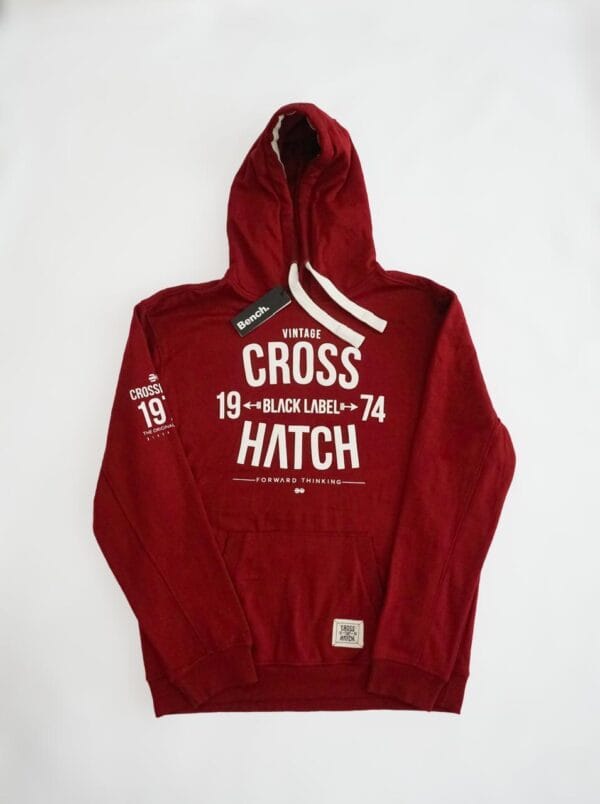 Men’s Maroon Fleece Printed Hoodie