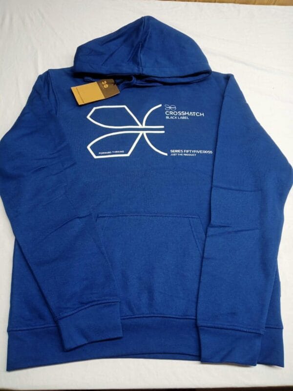 Men's Blue Fleece Printed Hoodie