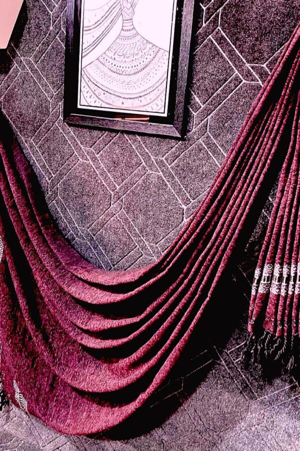 Men's Maroon Velvet Plain Shawl