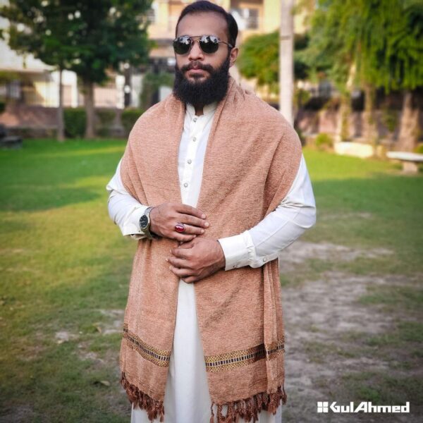 Men's Peach Velvet Shawl